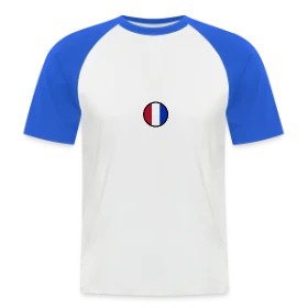 Maquette de T-shirt baseball manches courtes Homme « Drapeau Français Rond » à imprimer et personnaliser