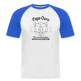 Maquette de T-shirt baseball manches courtes Homme « Papa Ours Grognon et Adorable » à imprimer et personnaliser