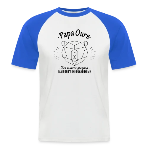 Papa Ours Grognon et Adorable - T-shirt baseball manches courtes Homme