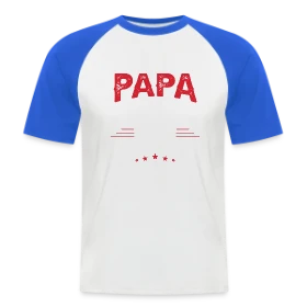 Maquette de T-shirt baseball manches courtes Homme « Papa Alsacien : Comme un Papa Normal, Mais Plus Cool ! » à imprimer et personnaliser