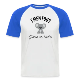 Maquette de T-shirt baseball manches courtes Homme « T-shirt "J'm'en Fous, J'suis un Koala" - Humour Décontracté » à imprimer et personnaliser