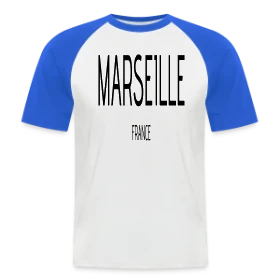 Maquette de T-shirt baseball manches courtes Homme « Marseille France Typographie » à imprimer et personnaliser