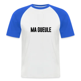 Maquette de T-shirt baseball manches courtes Homme « Alsacien Je Ferme Pas Ma Gueule » à imprimer et personnaliser