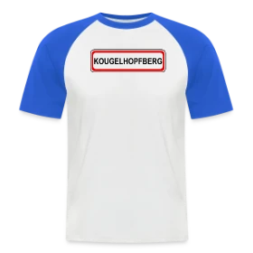 Maquette de T-shirt baseball manches courtes Homme « Kougelhopfberg: Le Sommet du Goût Alsacien » à imprimer et personnaliser