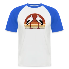 Maquette de T-shirt baseball manches courtes Homme « Cigognes Alsace Rétro Sunset » à imprimer et personnaliser