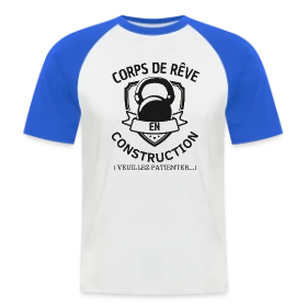 Maquette de T-shirt baseball manches courtes Homme « T-Shirt Humour Musculation: Le Classique » à imprimer et personnaliser