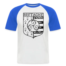 Maquette de T-shirt baseball manches courtes Homme « T-Shirt Bretagne - Blason Gwenn Ha Du Triskèle Tribal » à imprimer et personnaliser