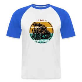 Maquette de T-shirt baseball manches courtes Homme « Né pour le Tracteur: Humour Agricole » à imprimer et personnaliser