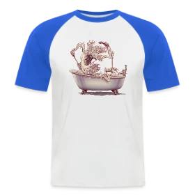 Maquette de T-shirt baseball manches courtes Homme « L'Étrange Bain de Kanagawa » à imprimer et personnaliser