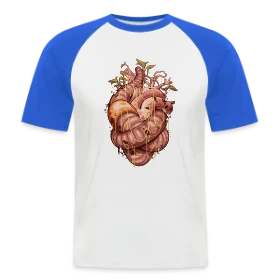 Maquette de T-shirt baseball manches courtes Homme « Cœur Intemporel » à imprimer et personnaliser