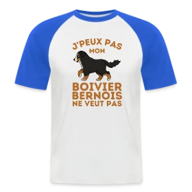 Maquette de T-shirt baseball manches courtes Homme « Humour Mon Bouvier Bernois » à imprimer et personnaliser