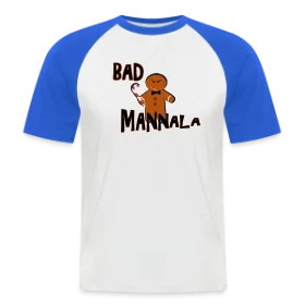 Maquette de T-shirt baseball manches courtes Homme « Mannala Alsacien Humour : Brioche de Noël » à imprimer et personnaliser