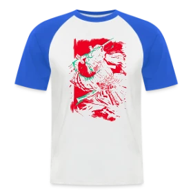 Maquette de T-shirt baseball manches courtes Homme - Fille Samurai Anime au Katana à imprimer et personnaliser
