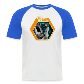 Maquette de T-shirt baseball manches courtes Homme « VideoMatch 2070: Arcade Rétro Futur 70s » à imprimer et personnaliser