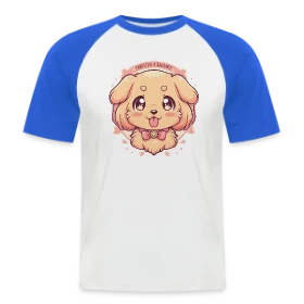 Maquette de T-shirt baseball manches courtes Homme « Chiot Golden Retriever Adorable et Kawaii » à imprimer et personnaliser