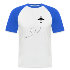 Maquette de T-shirt baseball manches courtes Homme « Avion Route Cœur » à imprimer et personnaliser