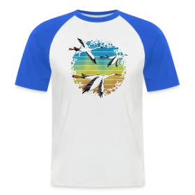 Maquette de T-shirt baseball manches courtes Homme « Cigogne Élégante » à imprimer et personnaliser