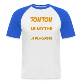 Maquette de T-shirt baseball manches courtes Homme « Tonton Le Plaquiste de Légende - Cadeau Humour » à imprimer et personnaliser