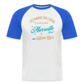Maquette de T-shirt baseball manches courtes Homme « Mots Doux de Marseille » à imprimer et personnaliser