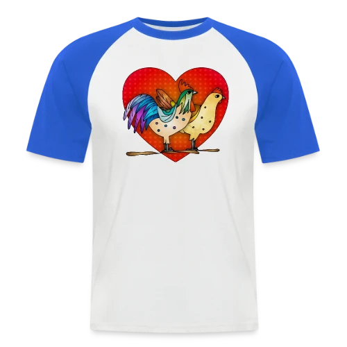 Duo Coq et Poule Champêtre - T-shirt baseball manches courtes Homme