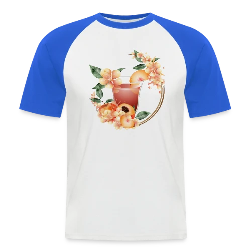 Cocktail Pêche en Fleurs: Douceur Estivale - T-shirt baseball manches courtes Homme