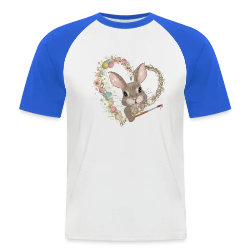 Lapin de Pâques Artiste : Cœur d'Œufs Pastel - T-shirt baseball manches courtes Homme