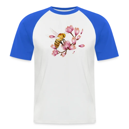 Abeille Volante et Magnolias – Dessin Main Élégant - T-shirt baseball manches courtes Homme