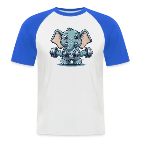 Maquette de T-shirt baseball manches courtes Homme « L'Éléphant Sportif Rigolo » à imprimer et personnaliser