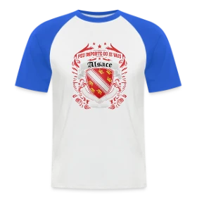 Maquette de T-shirt baseball manches courtes Homme « Alsace Mon Cœur Ma Maison » à imprimer et personnaliser