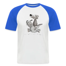 Maquette de T-shirt baseball manches courtes Homme « Loup Cavalier & Mouton Rigolo » à imprimer et personnaliser