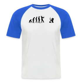 Maquette de T-shirt baseball manches courtes Homme « Évolution Humaine : Zombie vs Archer » à imprimer et personnaliser
