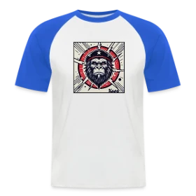 Maquette de T-shirt baseball manches courtes Homme « Gorille Révolutionnaire Stylé » à imprimer et personnaliser