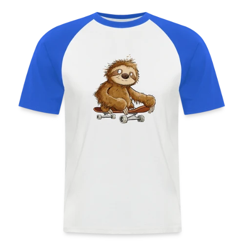 Paresseux Skateboarder Cartoon - Relax et Style - T-shirt baseball manches courtes Homme