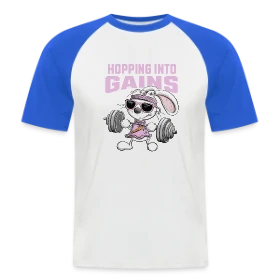 Maquette de T-shirt baseball manches courtes Homme - Lapin Musculation - Puissance Carottes à imprimer et personnaliser