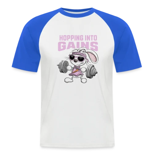 Lapin Musculation - Puissance Carottes - T-shirt baseball manches courtes Homme
