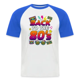 Maquette de T-shirt baseball manches courtes Homme « Retour aux Années 80 Flashy » à imprimer et personnaliser