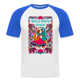 Maquette de T-shirt baseball manches courtes Homme « Magie Bollywood » à imprimer et personnaliser
