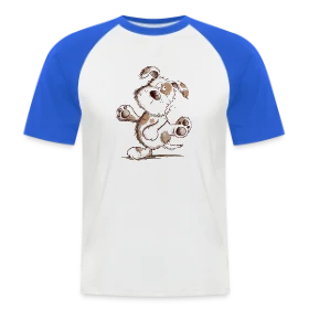 Maquette de T-shirt baseball manches courtes Homme « Chien Danseur Joyeux » à imprimer et personnaliser