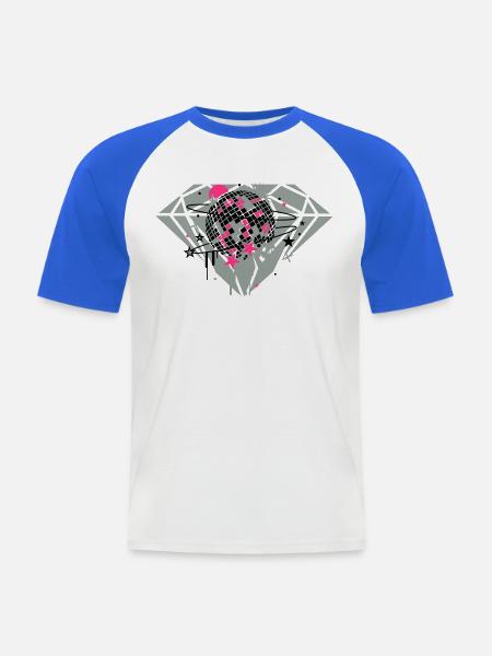 Diamant - Männer Baseball-T-Shirt - Weiß/Royalblau