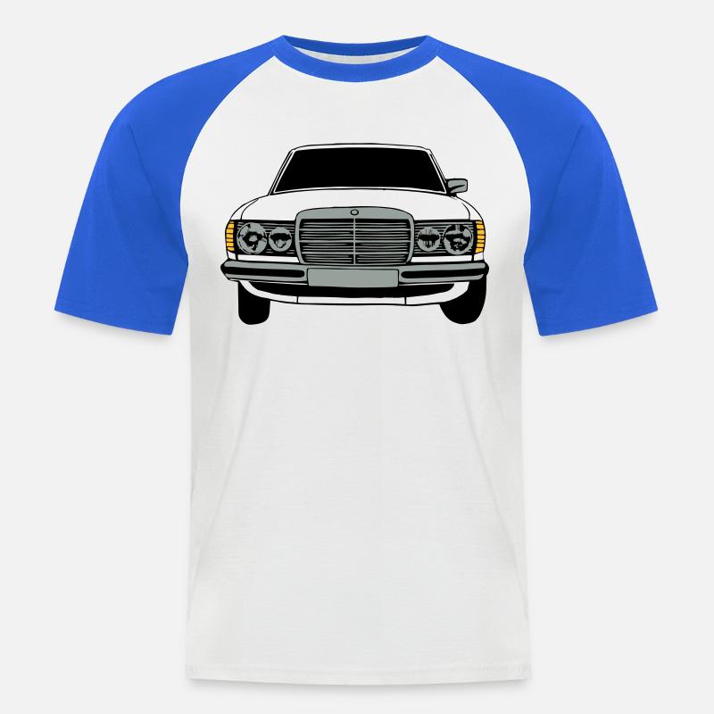 MB W123 Youngtimer Oldtimer,70er,80er (25) - Männer Baseball-T-Shirt - Weiß/Royalblau