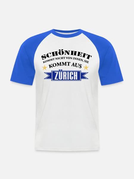 Beauté de Zurich - T-shirt baseball manches courtes Homme - blanc/bleu royal