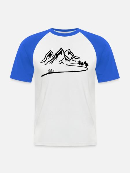 Mountainbike Trail - Männer Baseball-T-Shirt - Weiß/Royalblau