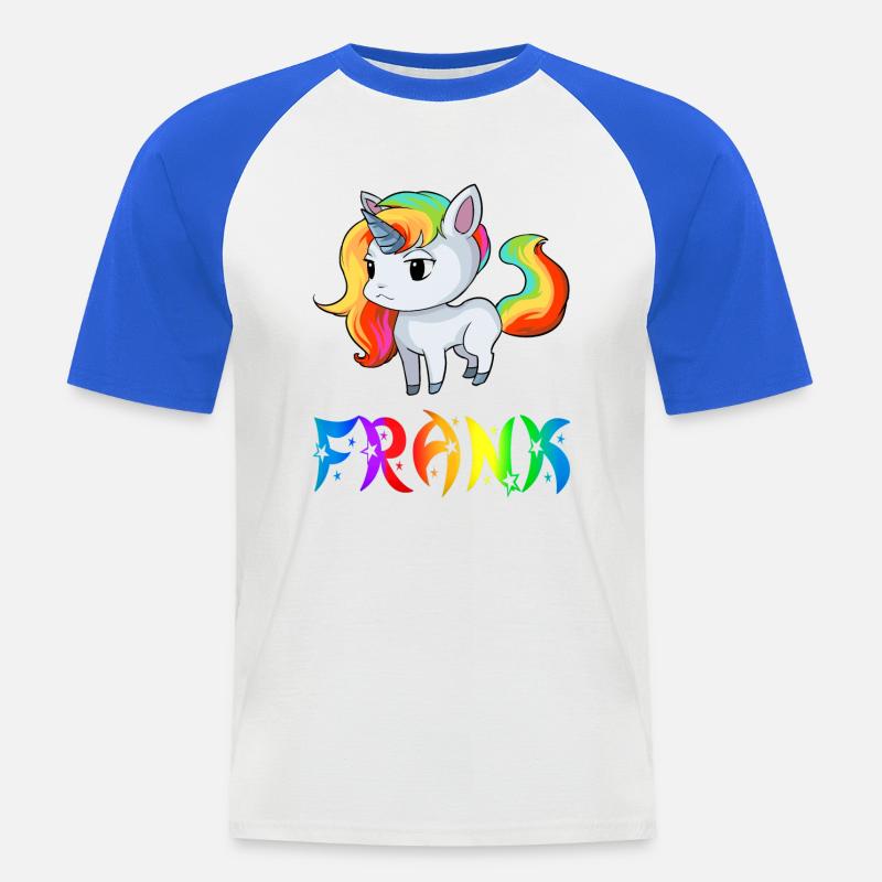 Frank Einhorn - Männer Baseball-T-Shirt - Weiß/Royalblau