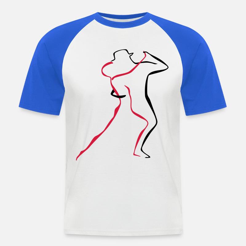 Tango-4-1 - Männer Baseball-T-Shirt - Weiß/Royalblau