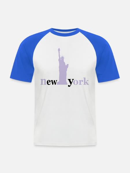 new_york - Men's Baseball T-Shirt - white/royal blue