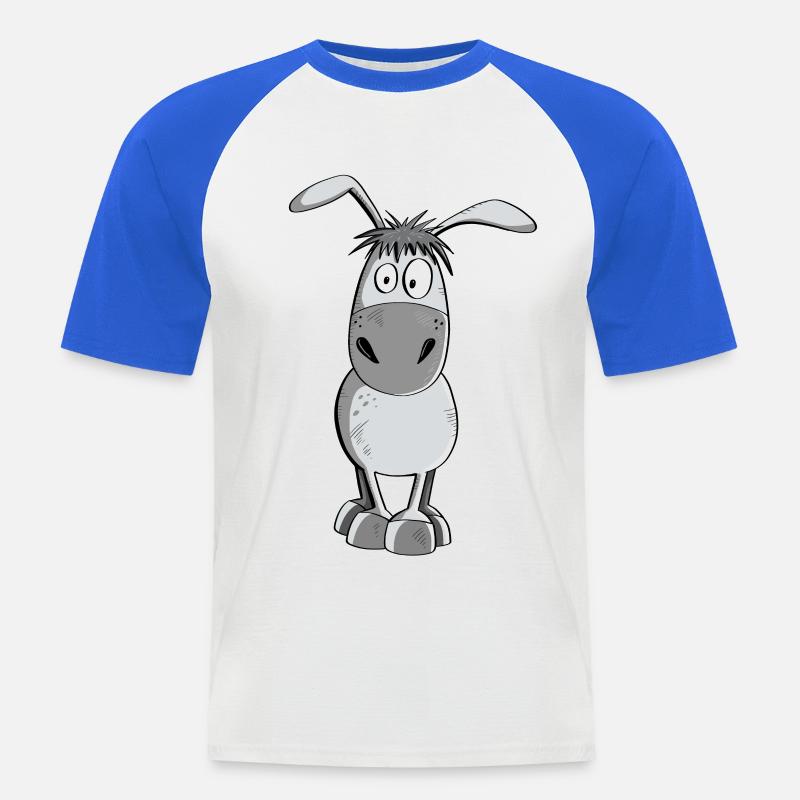 Witziger Grauer Esel - Tiere - Comic - Männer Baseball-T-Shirt - Weiß/Royalblau