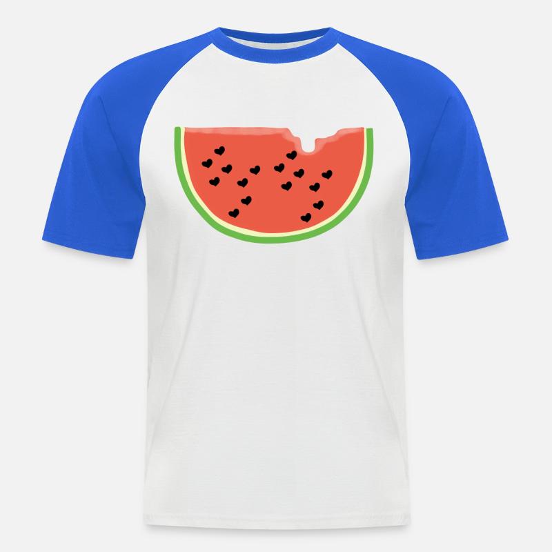 Melone mit Herz - Geschenk - Wassermelone - Comic - Männer Baseball-T-Shirt - Weiß/Royalblau