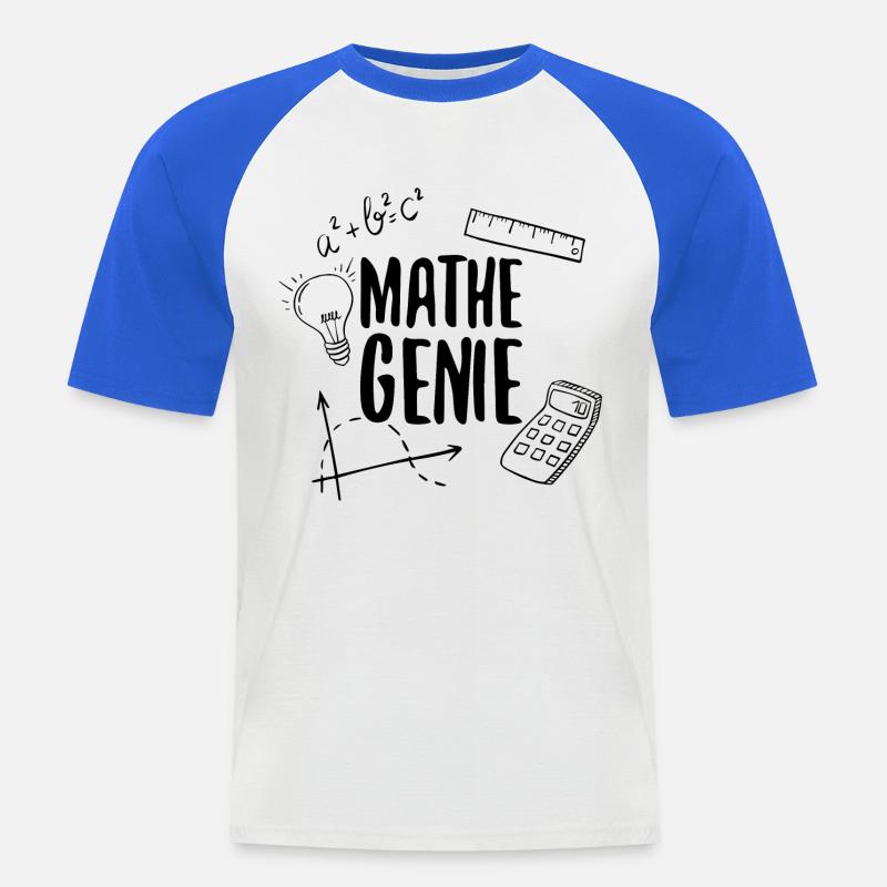 Math Genius Math Genius Math Mathematicien - T-shirt baseball manches courtes Homme - blanc/bleu royal