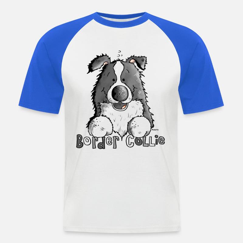 Petit Boder Collie - Chien de Berger - T-shirt baseball manches courtes Homme - blanc/bleu royal