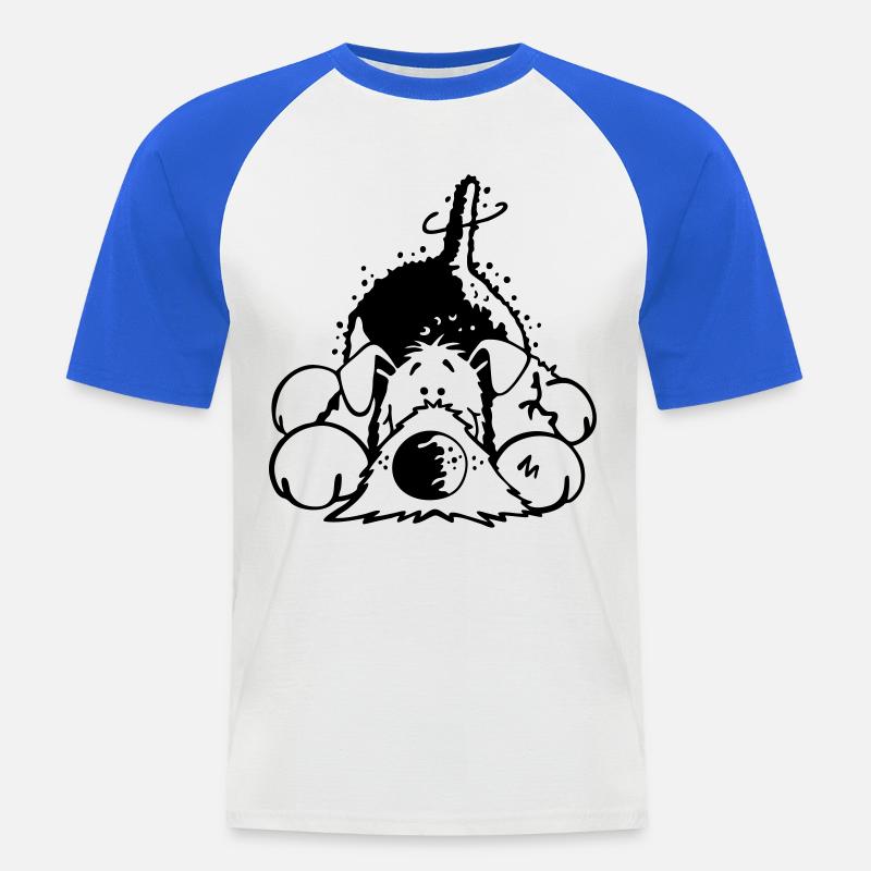 Verträumter Airedale Terrier - Männer Baseball-T-Shirt - Weiß/Royalblau